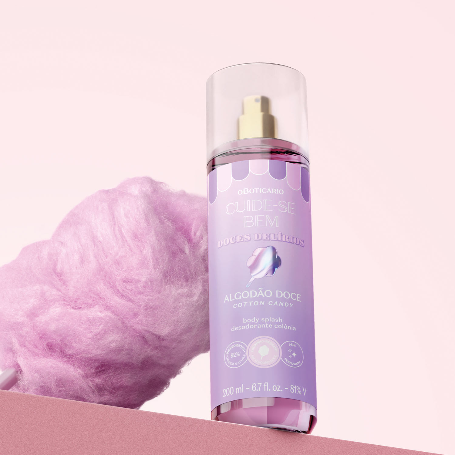 Body Splash Desodorante Colônia Cuide-se Bem Doces Delírios Algodão Doce 200ml