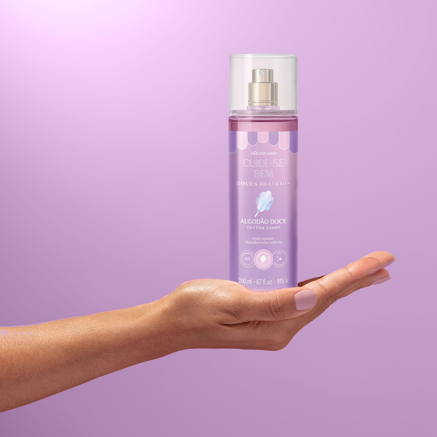 Body Splash Desodorante Colônia Cuide-se Bem Doces Delírios Algodão Doce 200ml