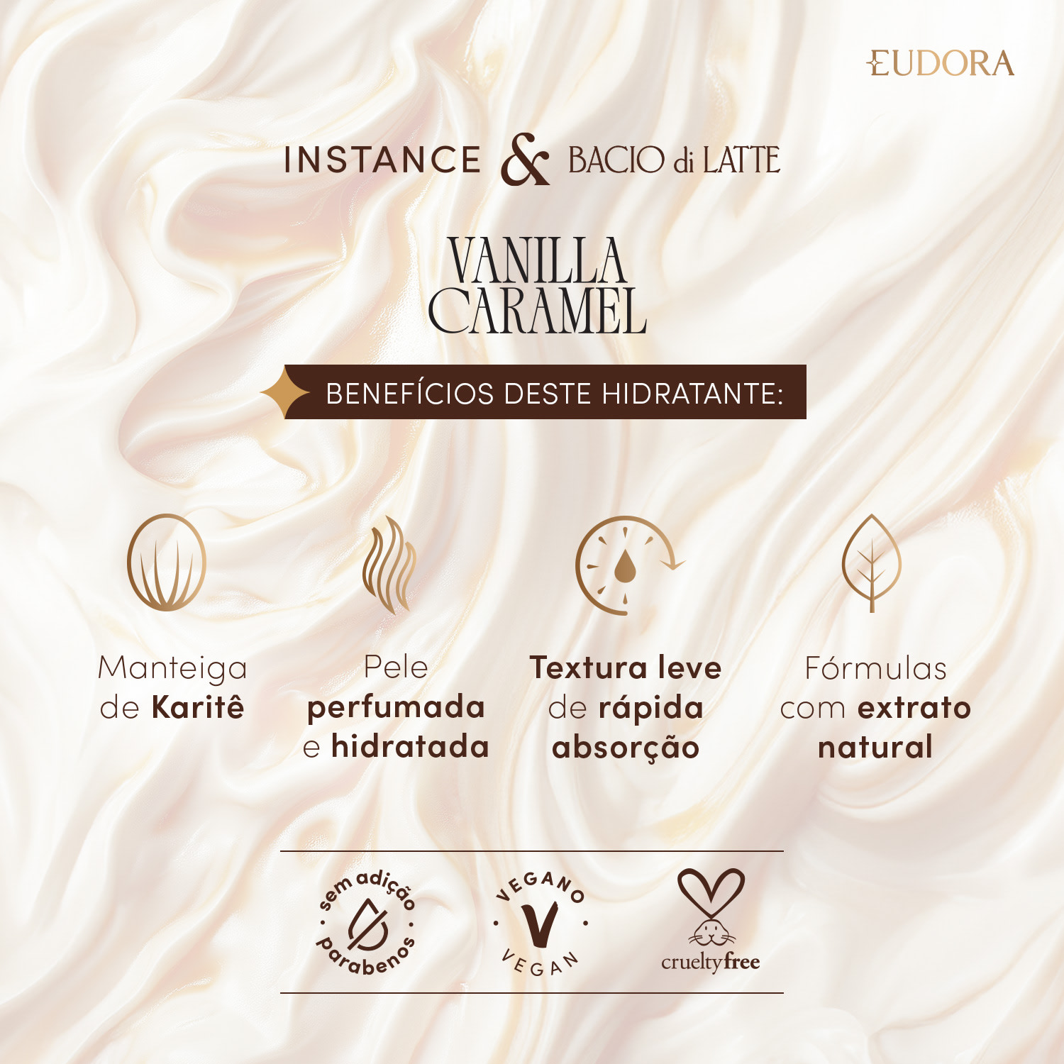 Creme Hidratante Desodorante Corporal Instance Vanilla Caramel 400ml 2