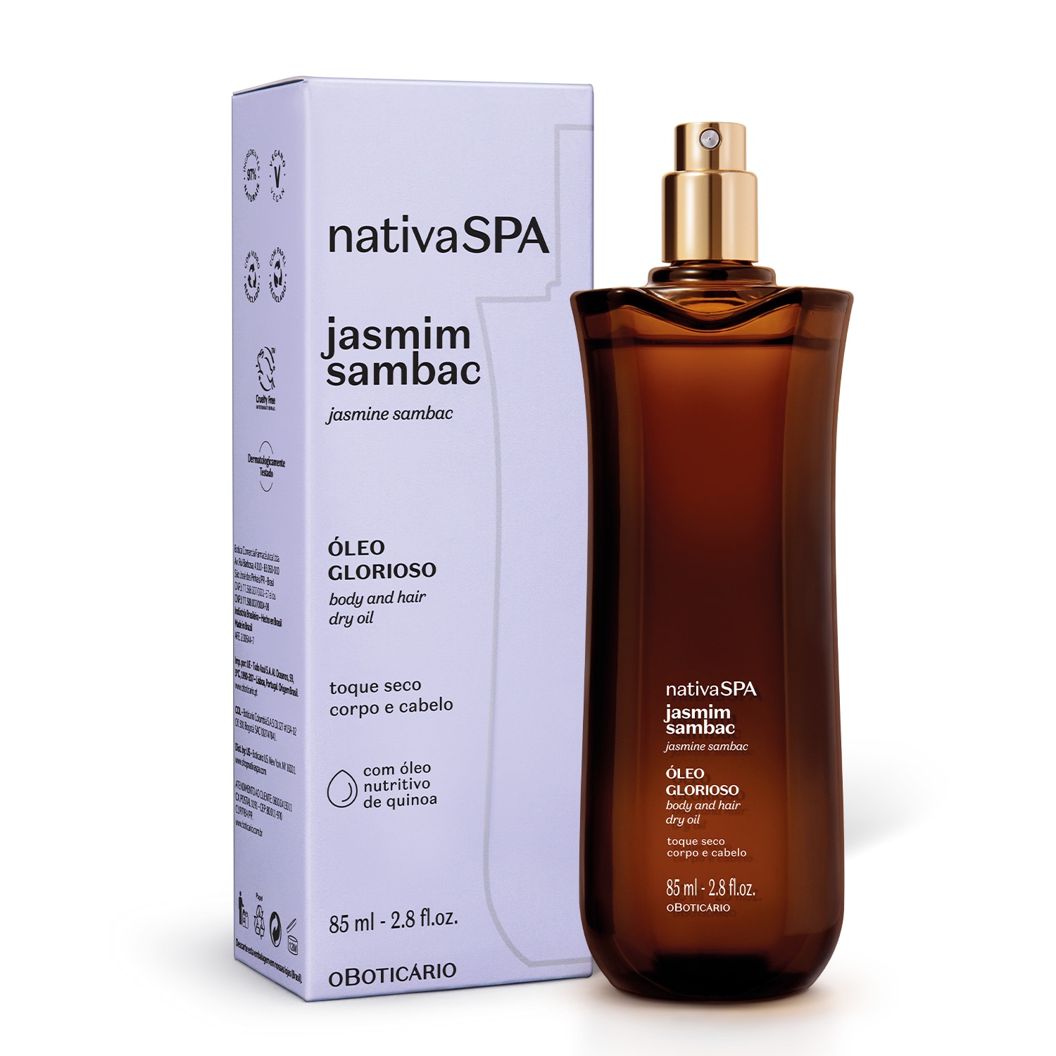 Óleo Multifuncional Glorioso Nativa SPA Jasmim Sambac 85ml O Boticário