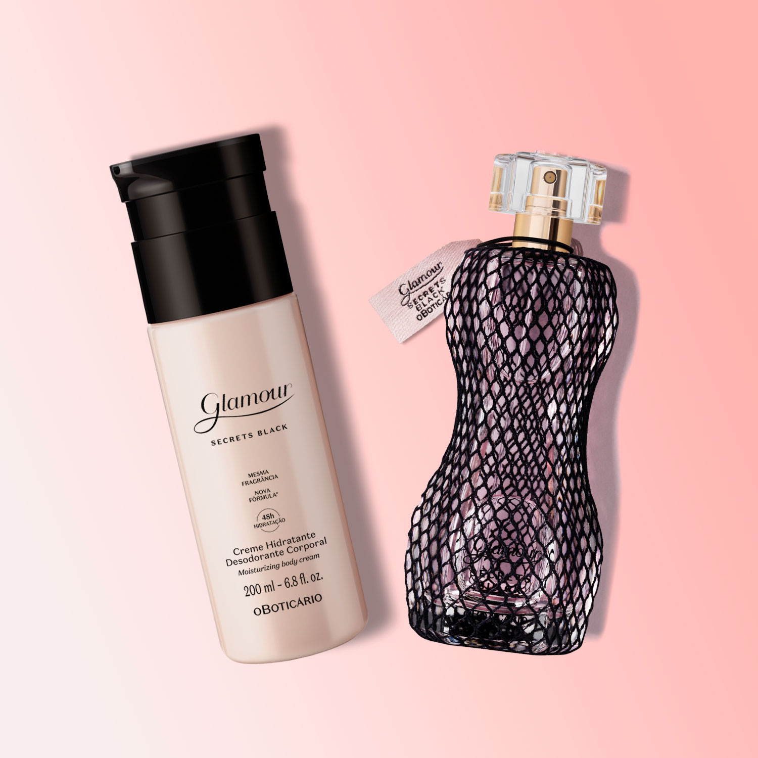 Combo Glamour Secrets Black: Desodorante Colônia 75ml + Creme Desodorante Hidratante Corporal 200ml