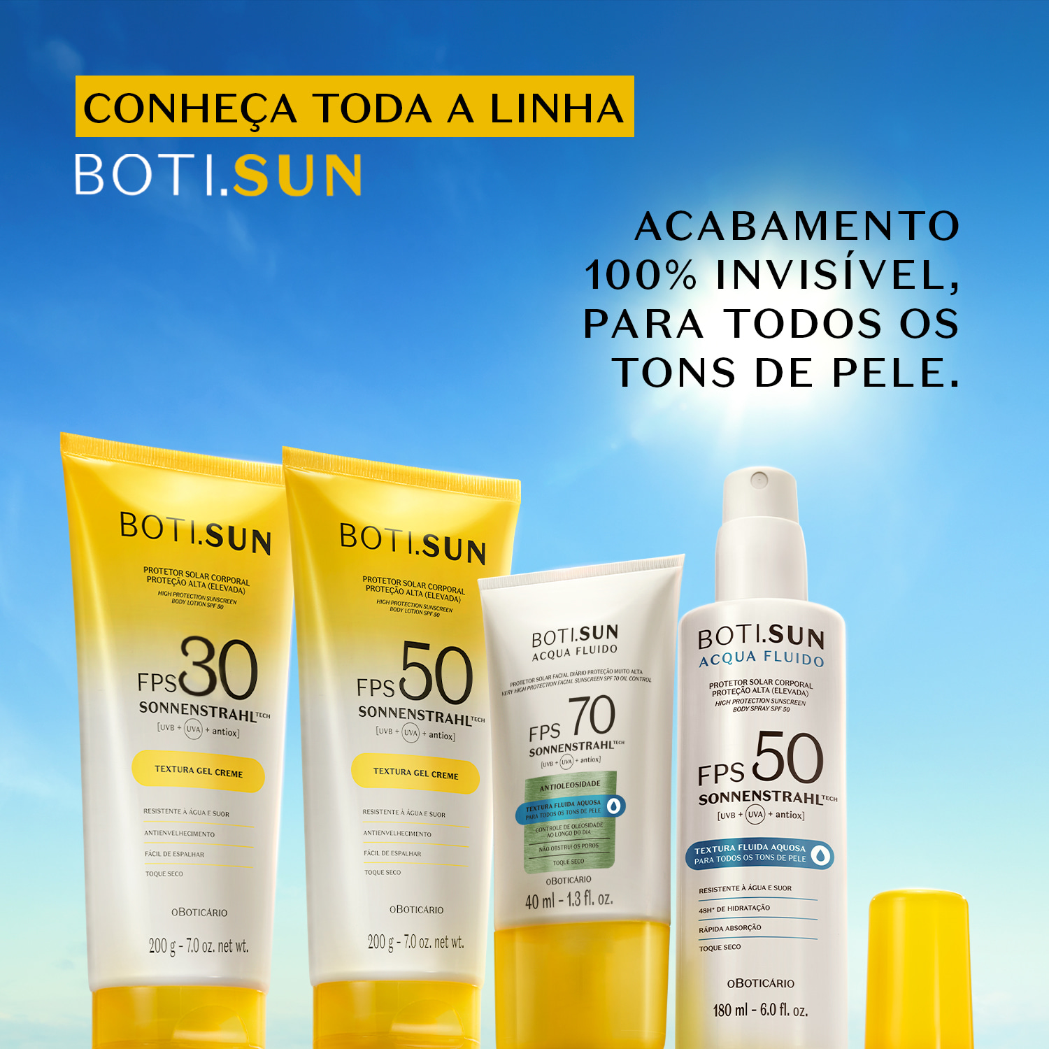 Protetor Solar Facial Antioleosidade FPS30 BOTI.SUN Acqua Fluido 40ml