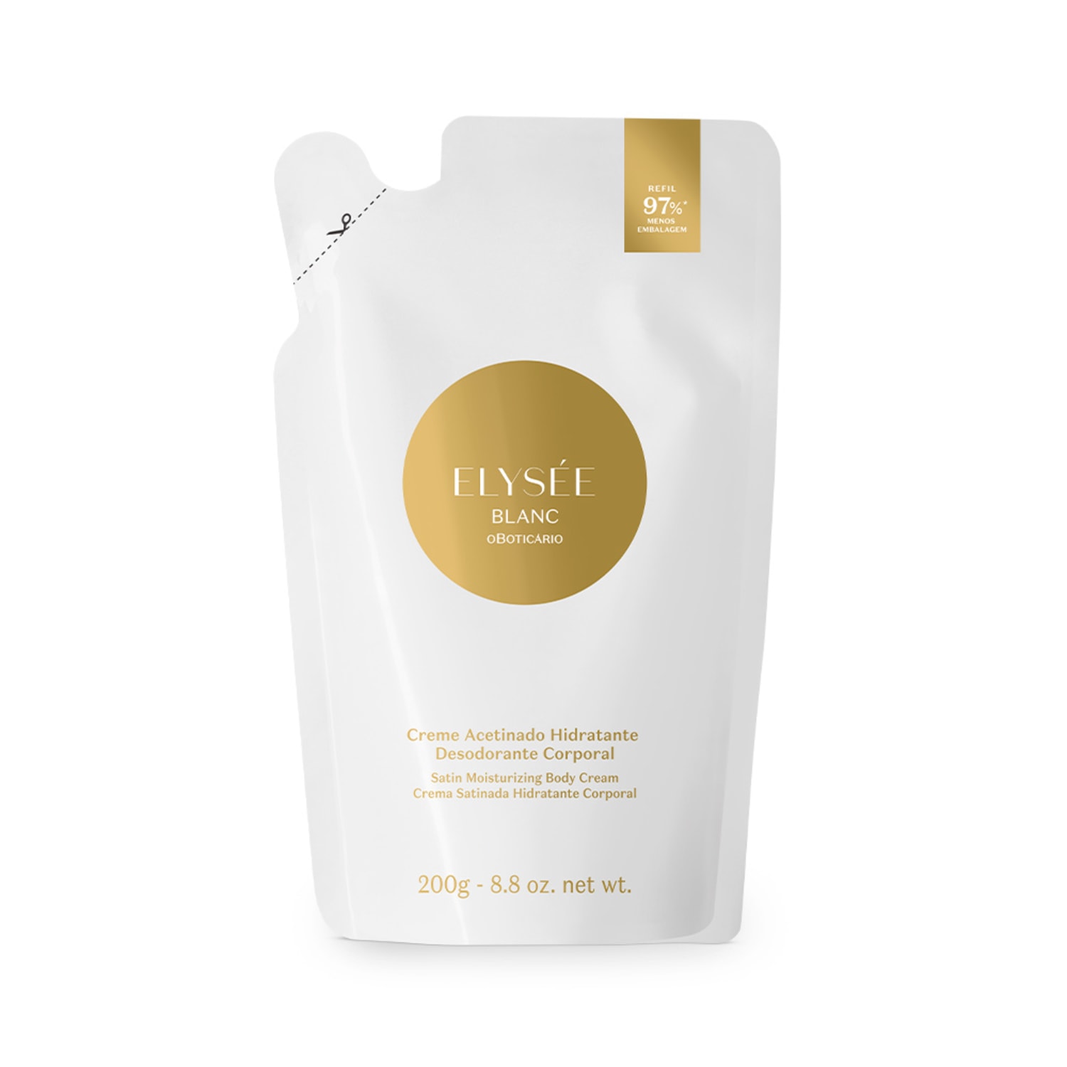 Refil Creme Desodorante Hidratante Corporal Acetinado Elysée Blanc 200g Refil Creme Desodorante Hidratante Corporal Acetinado Elysée Blanc 200g
