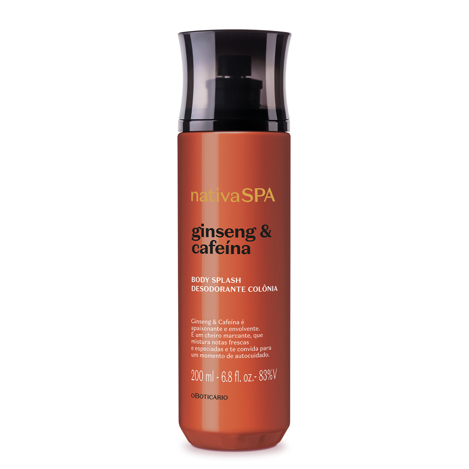 Body Splash Desodorante Colônia Nativa SPA Ginseng e Cafeína 200ml | O