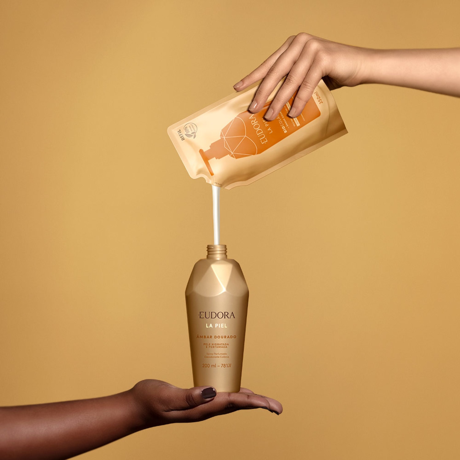 Refil Hidratante Desodorante Corporal La Piel Âmbar Dourado 350ml