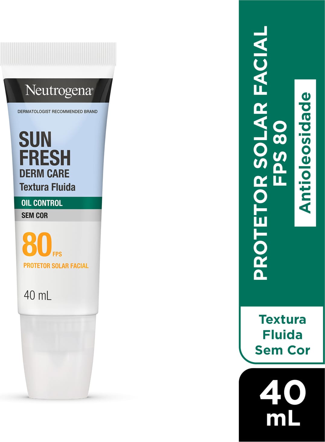 Protetor Solar Facial Neutrogena Sun Fresh Oil Control FPS80 Sem Cor, 40ml.