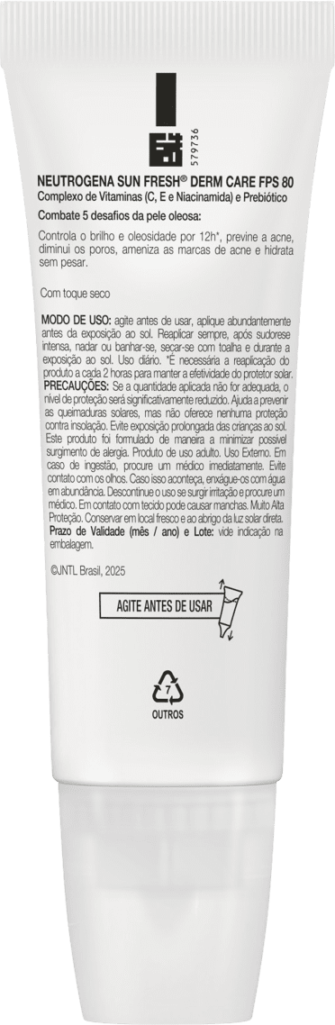 Protetor Solar Facial Neutrogena Sun Fresh Oil Control FPS80 Sem Cor, 40ml.