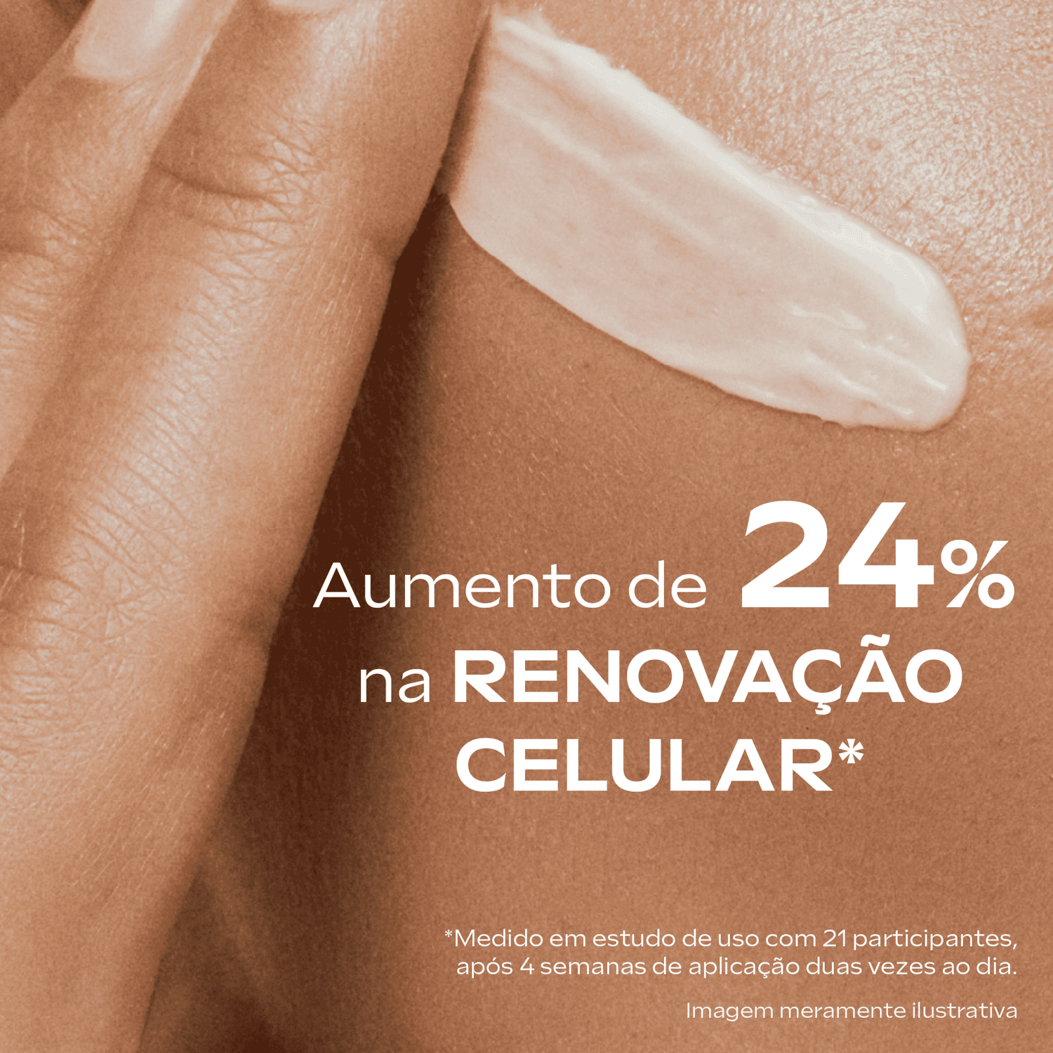 Creme facial Weleda Skin Food Dia sendo aplicado no rosto, com o texto "aumento de 24% na renovação celular".