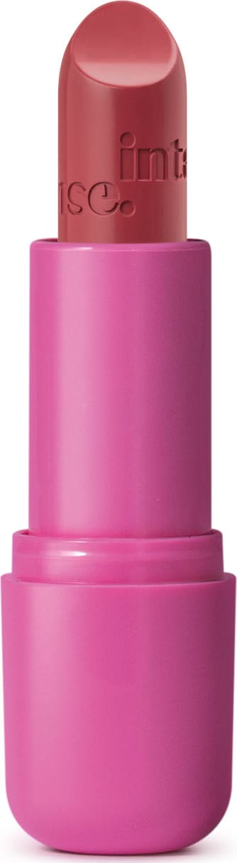 Batom do Arraso na cor pink rosé da marca Intense em embalagem na cor roxa.