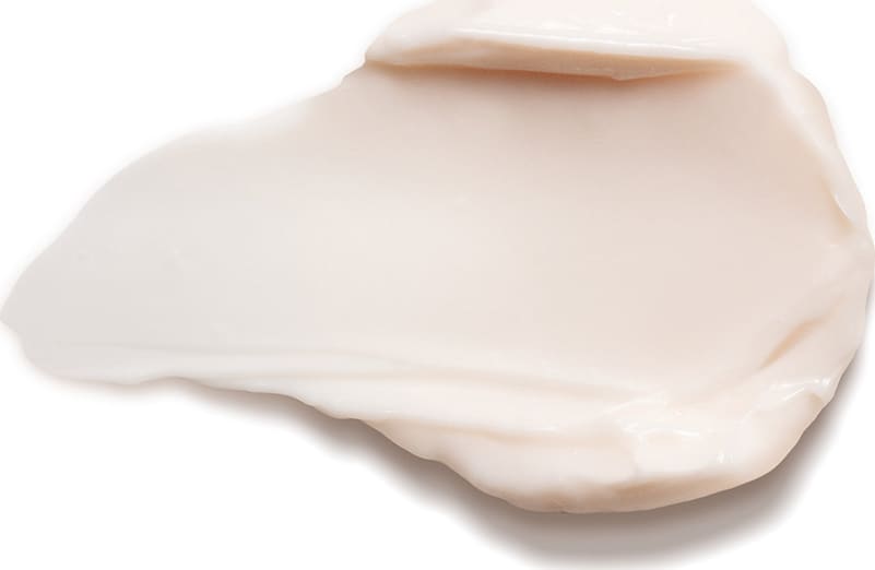 Imagem da textura cremosa e brilhante do creme corporal Nativa SPA Rosas Secretas, com superfície lisa e uniforme em tons de branco e bege.