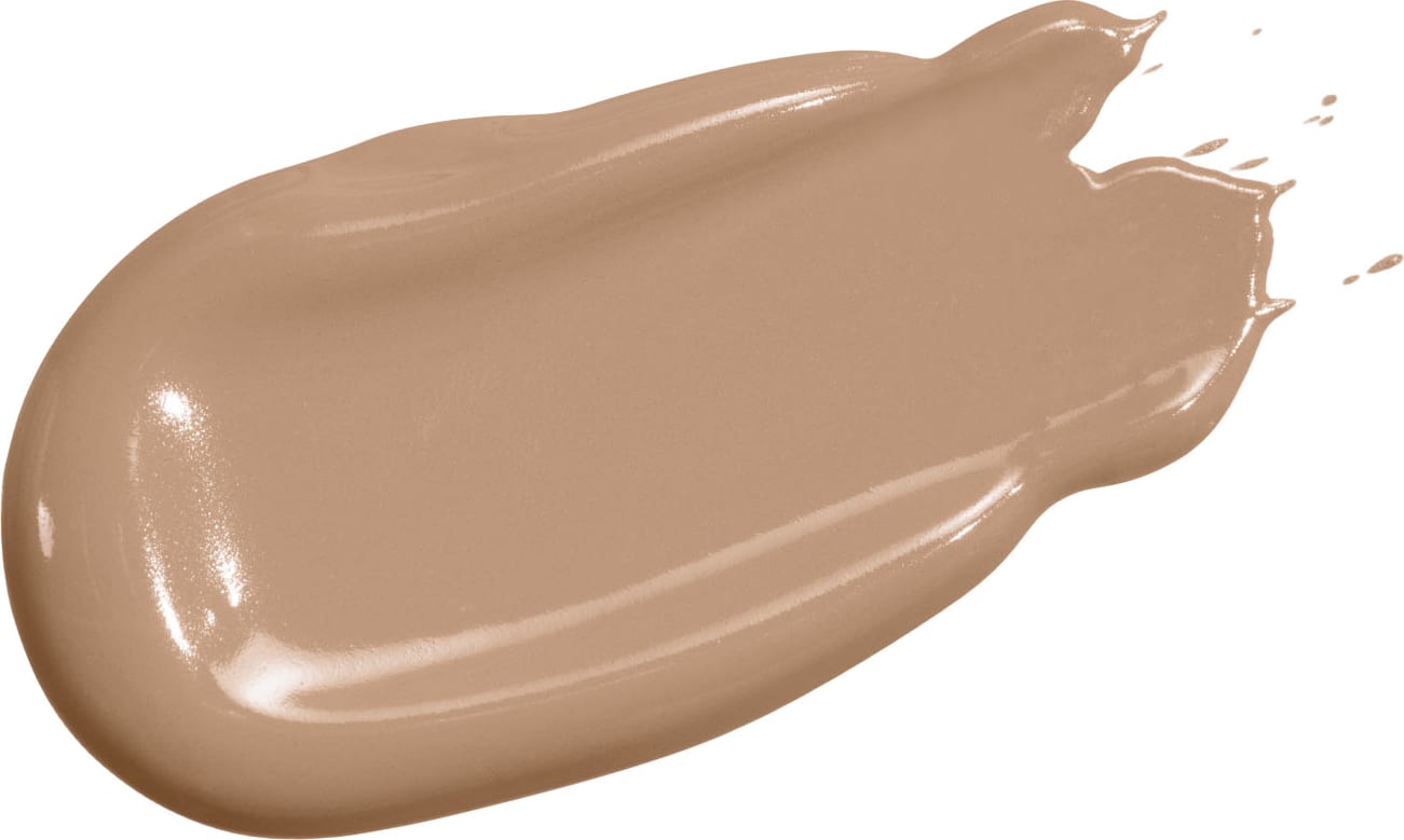 Textura cremosa e de cor bege média da base líquida Make B. Glycolic TX  Cor 140. Ela tem uma aparência brilhante e fluída que se espalha facilmente na pele.