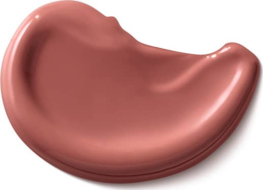Imagem da textura cremosa e brilhante do batom líquido Make B. com tonalidade intensa em tom rosado, aplicado sobre superfície lisa.