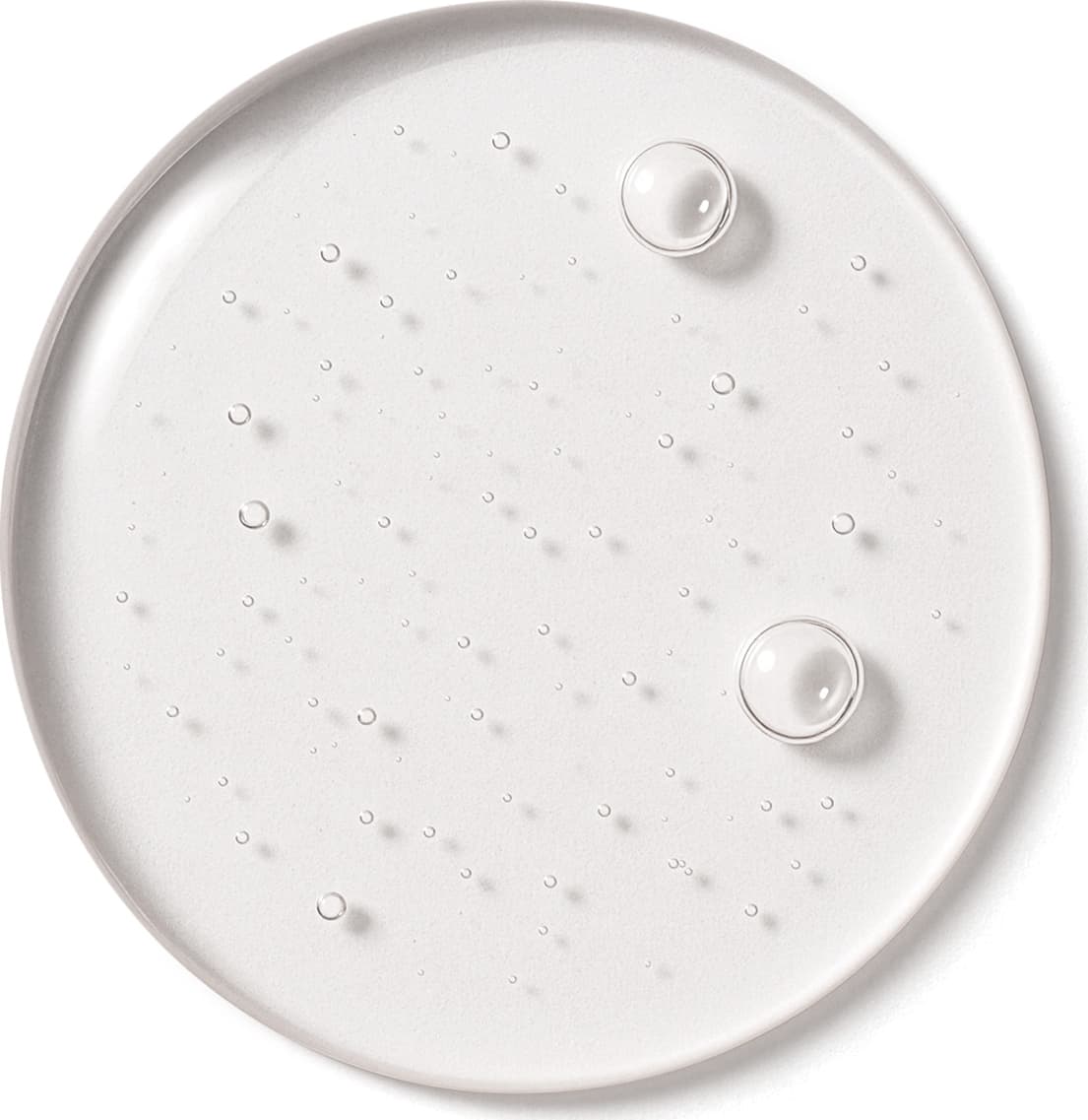 Imagem de textura com pequenas bolhas dispersas uniformemente por toda a superfície, criando um efeito visual sutil e elegante. A cor predominante é um branco translúcido, dando uma aparência limpa e refinada ao produto.