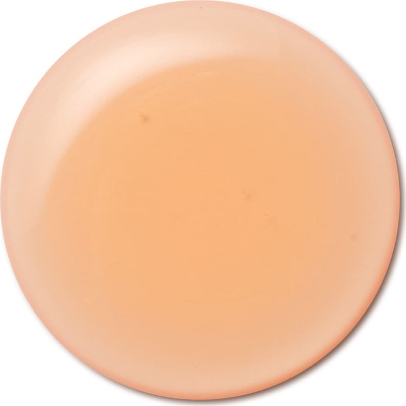 Imagem da textura do gel de limpeza Facial Cuide-se Bem Tangerina em tom laranja-claro, com aparência cremosa, translúcida e brilhante, em superfície lisa e uniforme.