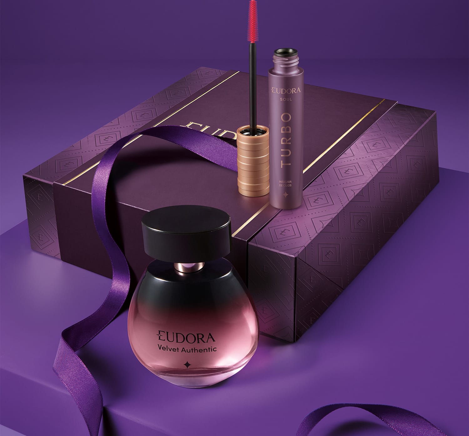 Conjunto Eudora com Desodorante Colônia Velvet Authentic 100ml + Máscara de Cílios Turbo Soul 10g