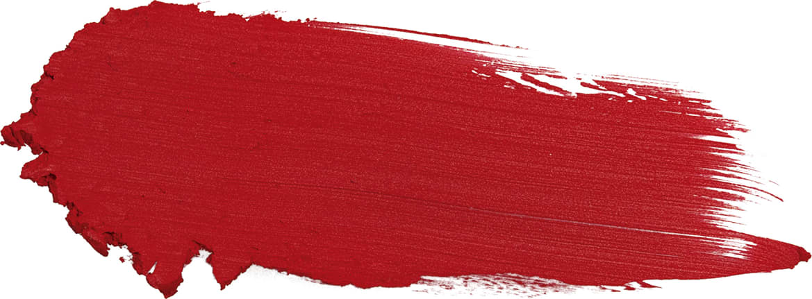 Traço do mini batom Vermelho Vermemor Quem Disse, Berenice? em tom de vermelho intenso, cremoso e com acabamento mate em superfície lisa e branca.