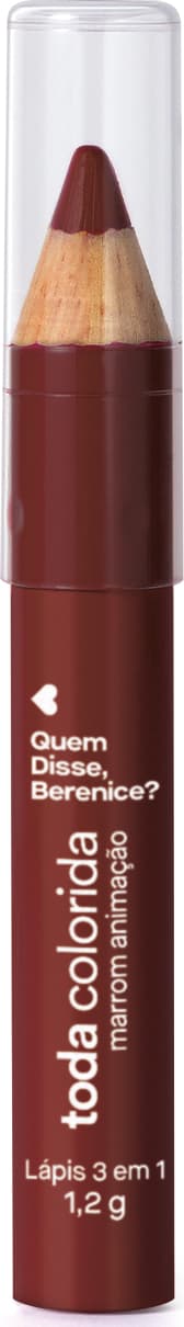 Lápis multifuncional 3 Em 1 na cor Marrom Animação Toda Colorida da marca Quem Disse, Berenice? com corpo na tonalidade do produto e tampa transparente.