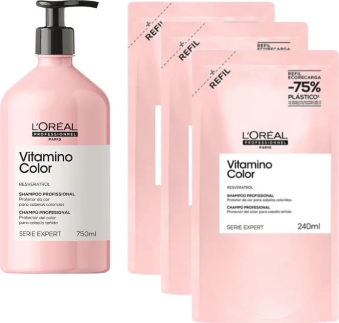Kit L'Oréal Professionnel Vitamino Color 750 Quarteto Refil, 4 produtos.