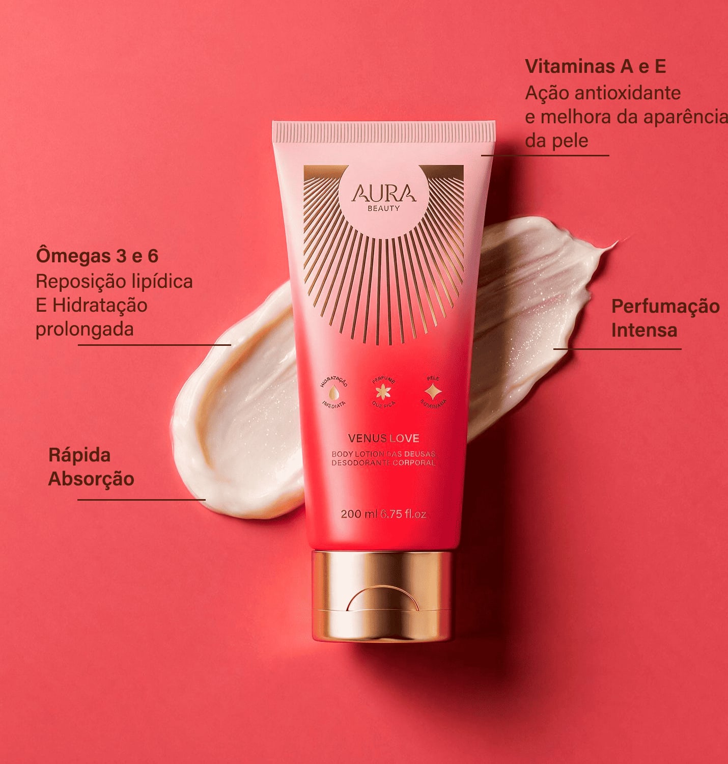 Body Lotion Venus Love Aura Beauty Jade Picon Loção Hidratante 200ml