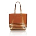 Bolsa de Praia Bronze e Listras Douradas Pvc