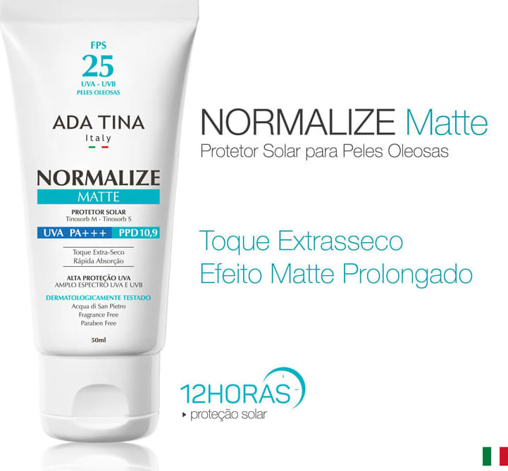 Ada Tina Normalize Matte FPS 25 - Protetor Solar Facial 50ml