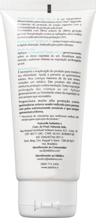 Ada Tina Normalize Pore FPS 25 - Protetor Solar Facial 50ml