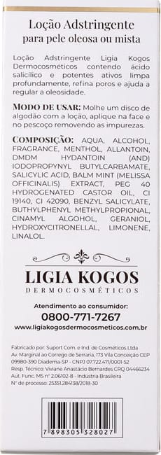 Ligia Kogos Pele Oleosa/Mista - Adstringente Facial 200ml