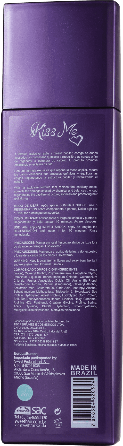 Sweet Hair Kiss Me Sos Regeneration Passo 2 - Tratamento 980g