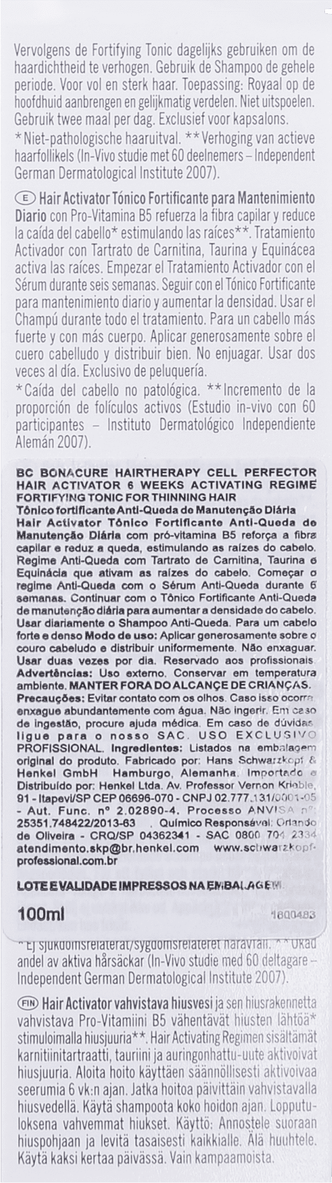 Schwarzkopf Professional BC Bonacure Hair Activator Fortifying Tonic - Tônico Capilar 100ml