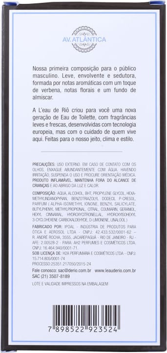 Av. Atlântica L'Eau de Riô Eau de Toilette - Perfume Unissex 100ml
