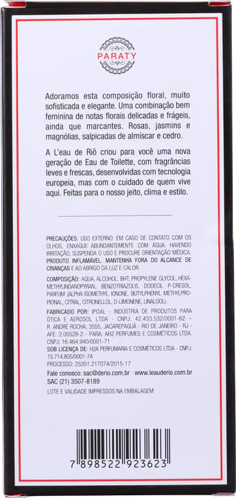 Paraty L'Eau de Riô Eau de Toilette - Perfume Unissex 100ml