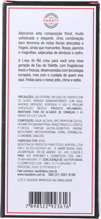 Paraty L'Eau de Riô Eau de Toilette - Perfume Unissex 50ml