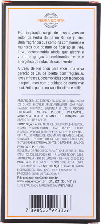 Pedra Bonita L'Eau de Riô Eau de Toilette - Perfume Unissex 50ml