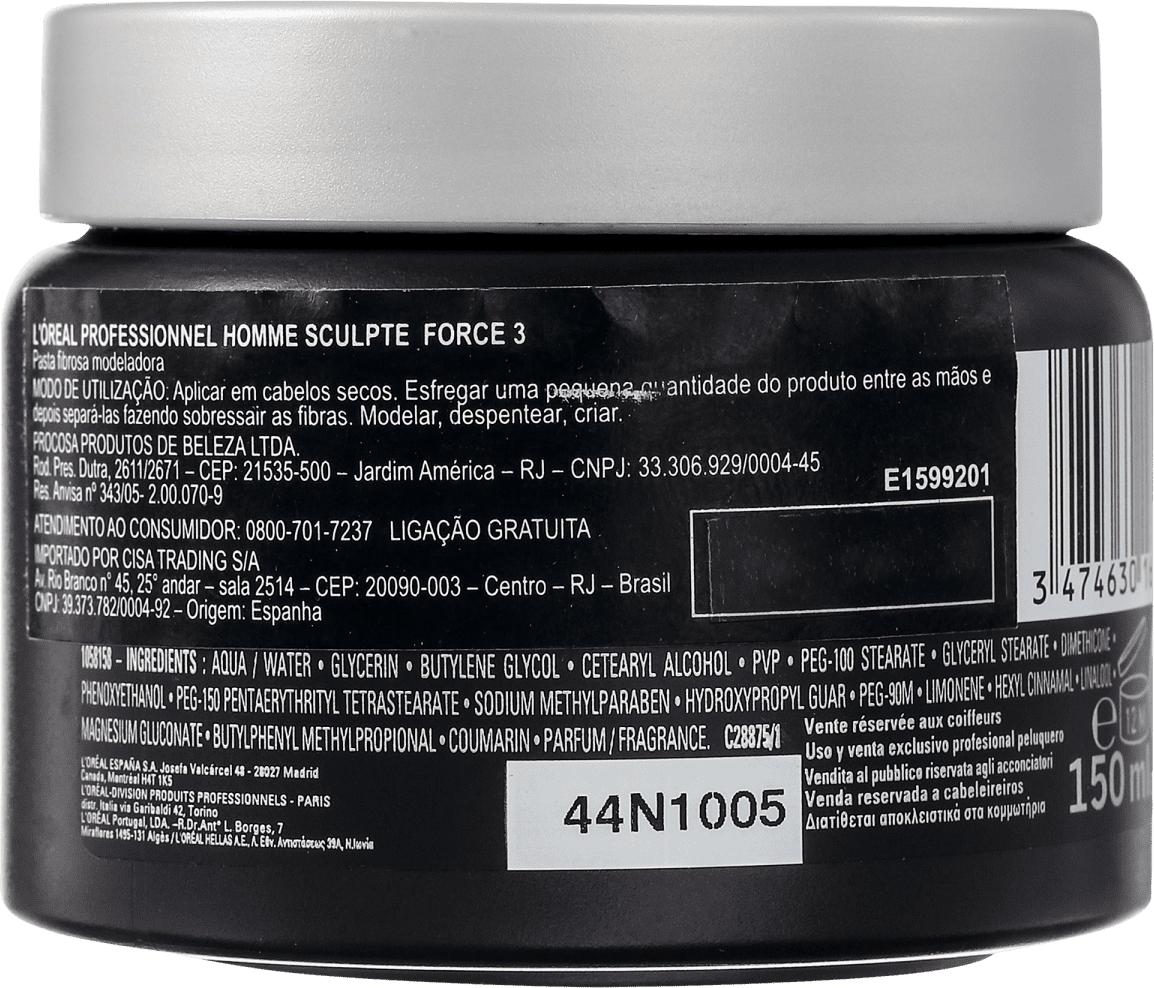 L'Oréal Professionnel Homme Sculpte Force 3 - Pasta Modeladora 150ml