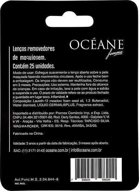 Océane Make Up Remover - Lenço Demaquilante (25 unidades)