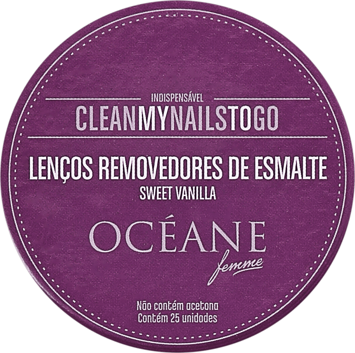 Océane Clean My Nails To Go Sweet Vanilla com Cartela - Lenço Removedor de Esmalte (25 unidades)