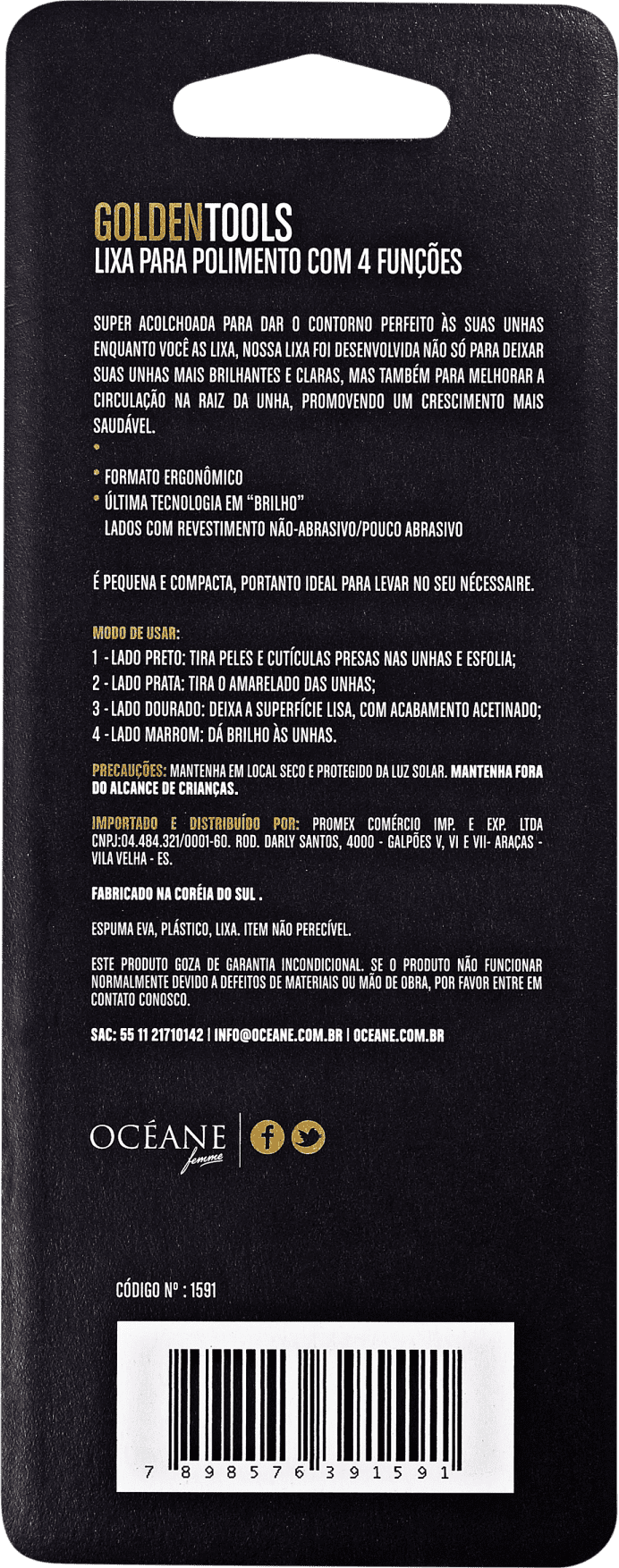Golden Tools para Polimento 4 Funções - Lixa de Unha