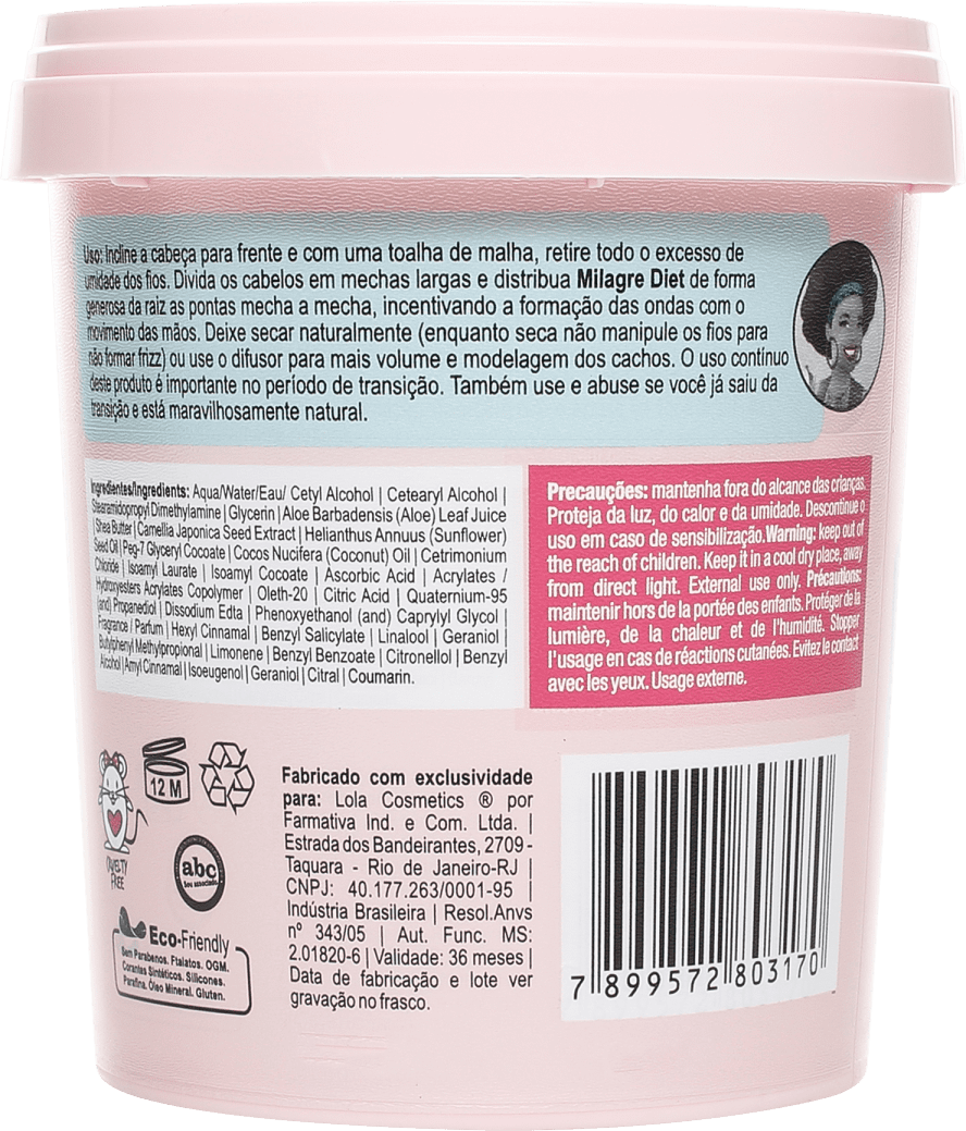 Lola Cosmetics Milagre Diet - Creme de Pentear 400g