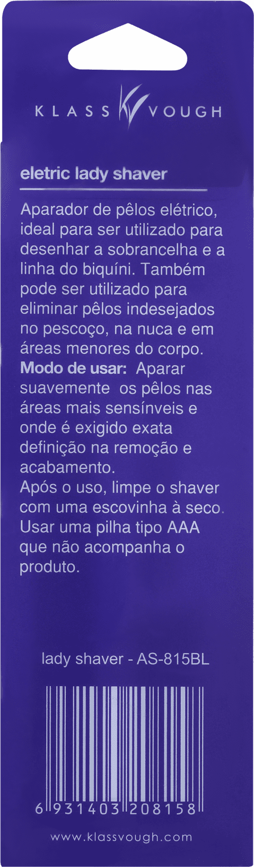Klass Vough Electric Lady Shaver AS-815BL Preto - Aparador de Pelos