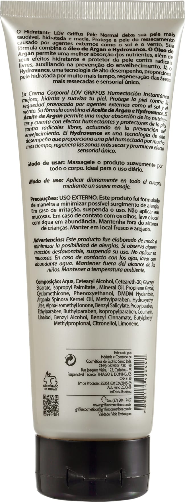 Griffus Lov Pele Normal - Hidratante Corporal 240ml