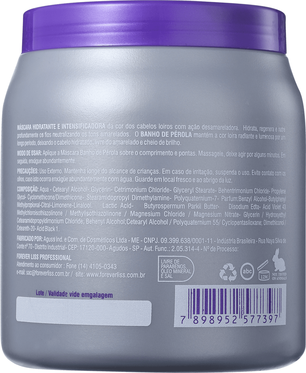 Forever Liss Professional Banho de Pérola - Máscara de Hidratação 1000g
