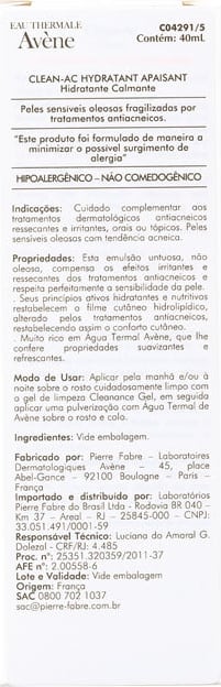 Avène Clean-Ac - Creme Hidratante Facial 40ml