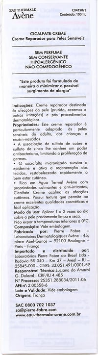 Avène Cicalfate - Creme Hidratante Reparador 100ml
