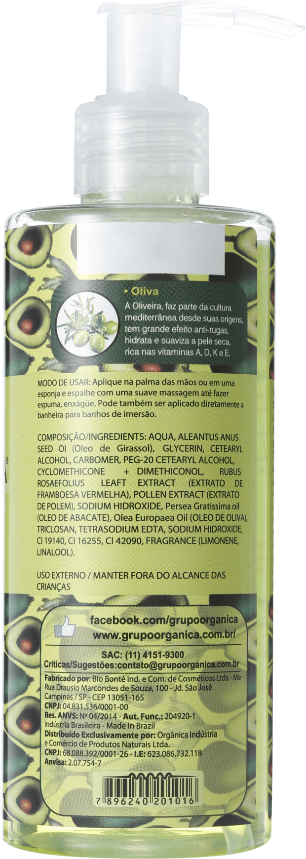 Orgânica Puro Vegetal Abacate e Oliva - Sabonete Líquido 250ml