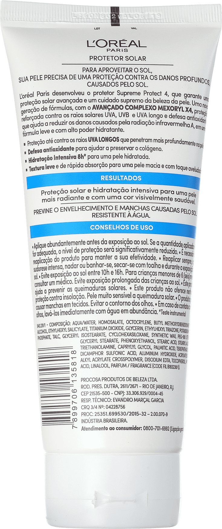 L'Oréal Paris Solar Expertise Supreme Protect 4 FPS 50 - Protetor Solar Facial 200ml