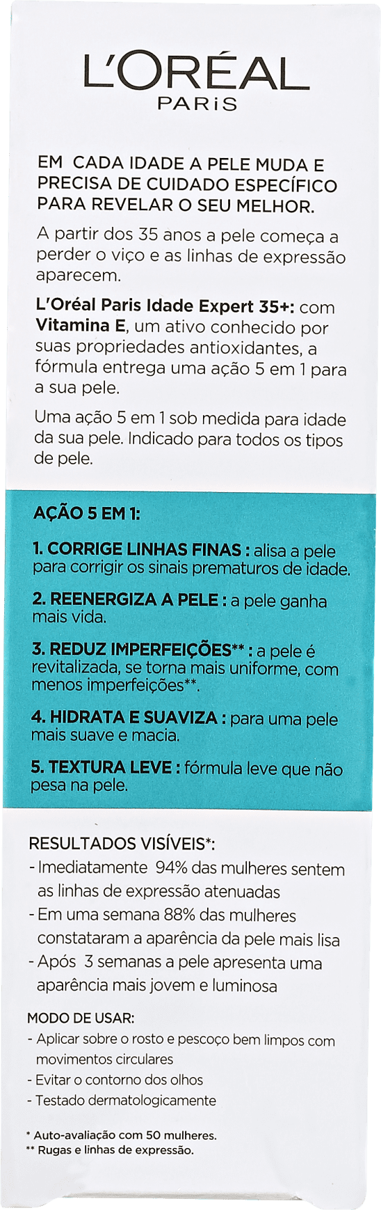 L'Oréal Paris Idade Expert 35+ Anos - Creme para Rugas e Anti-Idade 40ml