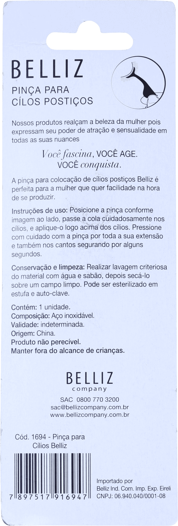 Belliz Acessório - Pinça para Cílios Postiços