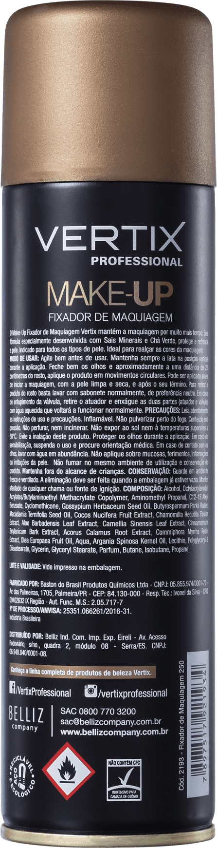 Vertix Make Up - Fixador de Maquiagem em Pó 250ml