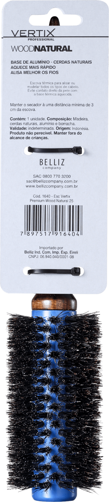 Vertix Premium Wood Natural 25 - Escova Térmica