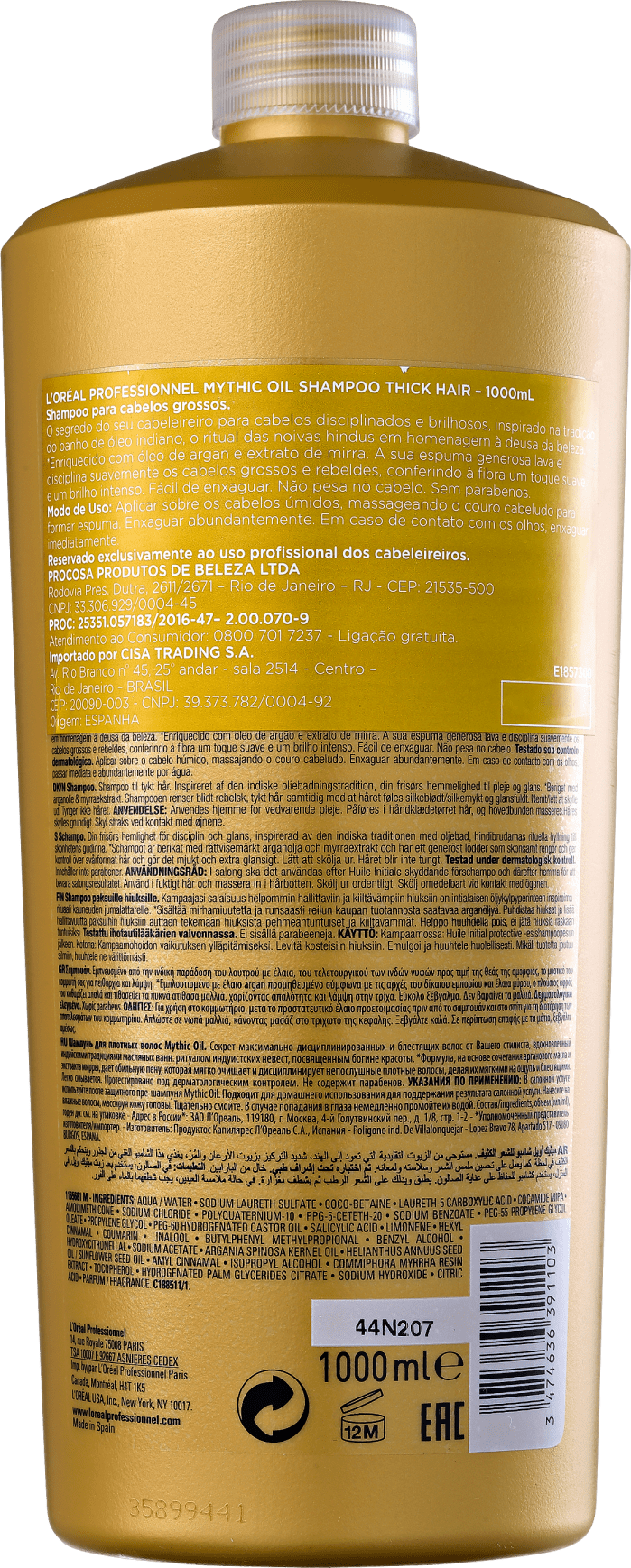 L'Oréal Professionnel Mythic Oil with Argan Oil & Myrrh - Shampoo 1000ml